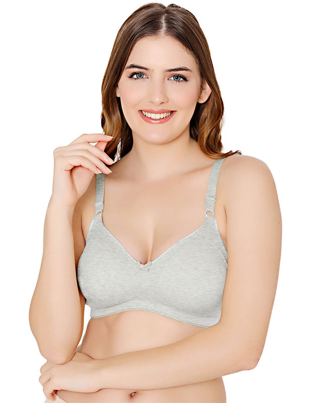 Bodycare polycotton wirefree adjustable straps moulded cup non padded bra -6576GRY