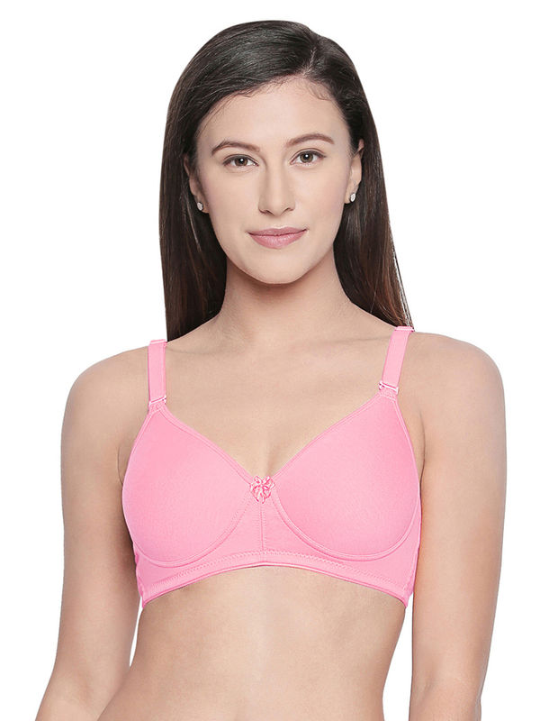 Buy Cotton Bra with Transparent Straps & Back - Pink Online India