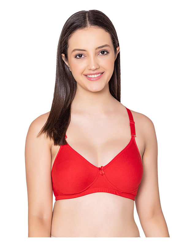 Bodycare polycotton wirefree convertible straps moulded cup non padded bra -6594RED