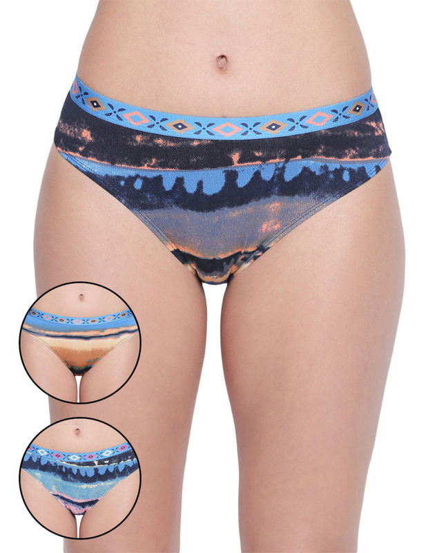 Pack Of 3 High-cut Bikini Style Cotton Printed Briefs In Assorted