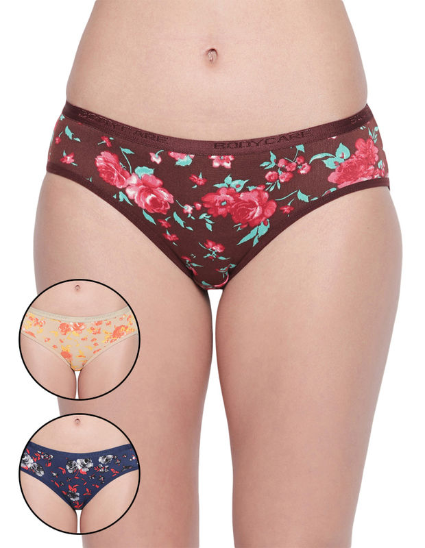 BODYCARE Pack of 3 Premium Printed Hipster Briefs in Assorted Color-6614
