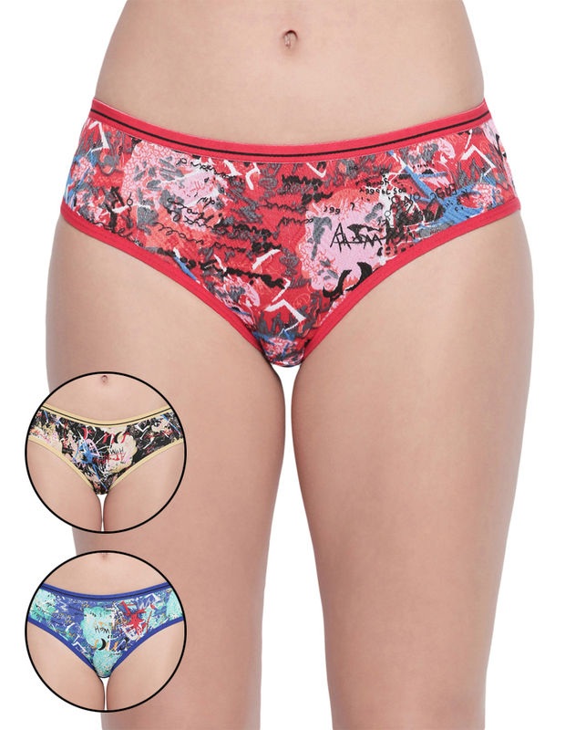 Bodycare Pack Of 3 Premium Printed Hipster Briefs In Assorted Color-6621, 6621