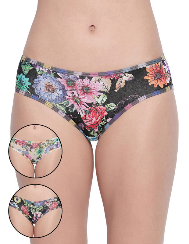 BODYCARE Pack of 3 Printed Hipster Briefs in Assorted Color-8003