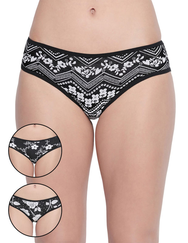 Pack Of 3 High-cut Bikini Style Cotton Printed Briefs In Assorted