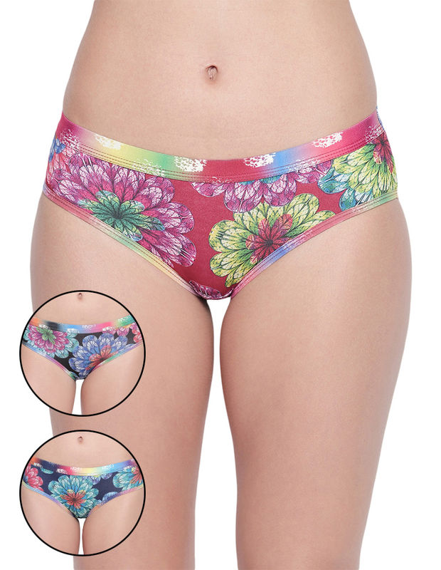 Pack Of 3 High-cut Bikini Style Cotton Printed Briefs In Assorted