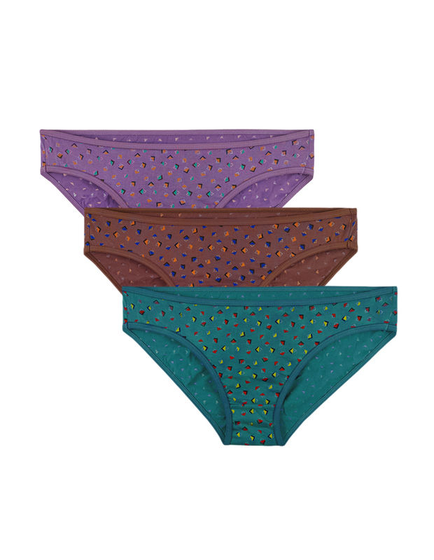 BODYCARE Pack of 3 100% Cotton Printed High Cut Panty-8550B