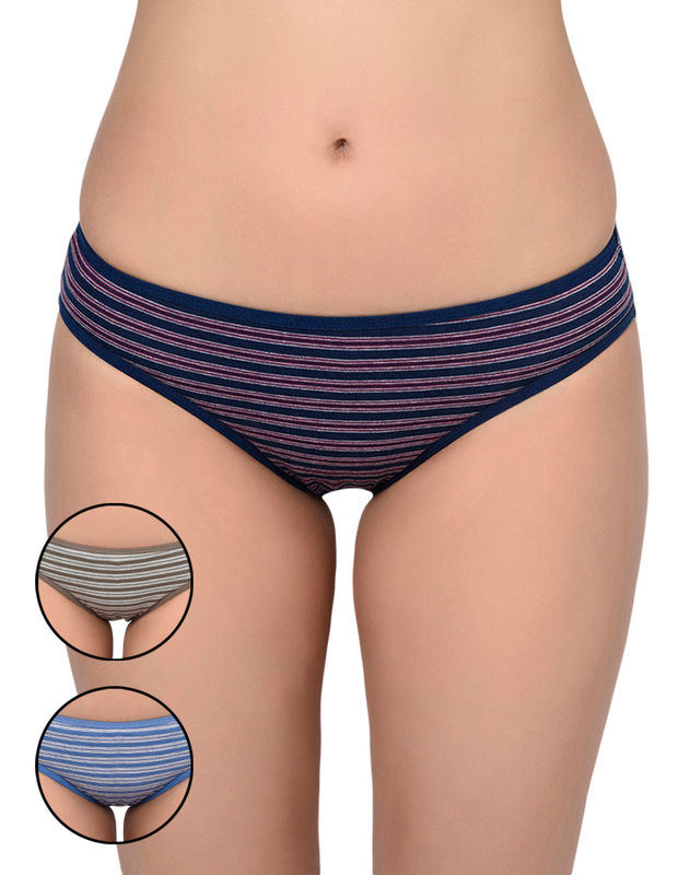 BODYCARE Pack of 3 Stripes Hipster Panty in Assorted-9448