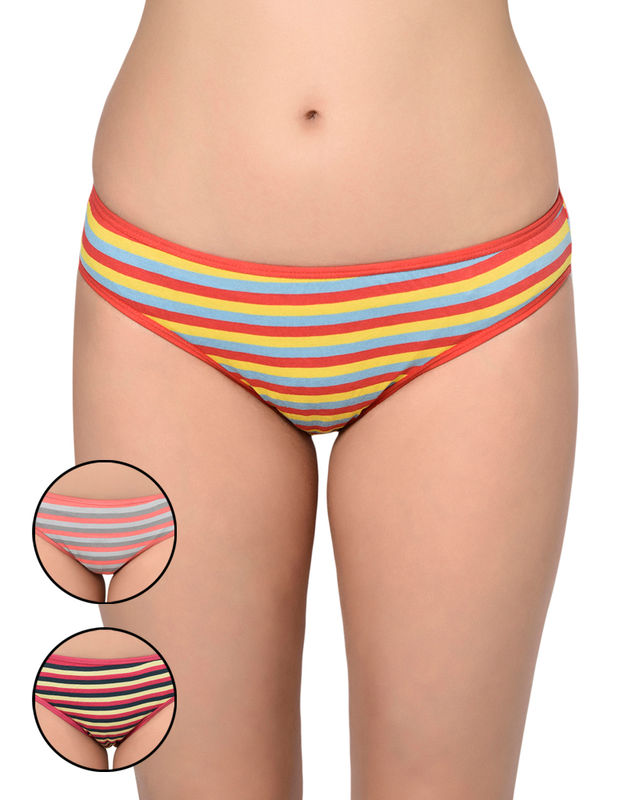 Bodycare Pack Of 3 Stripes Hipster Panty In Assorted Print-9460, 9460-3pcs