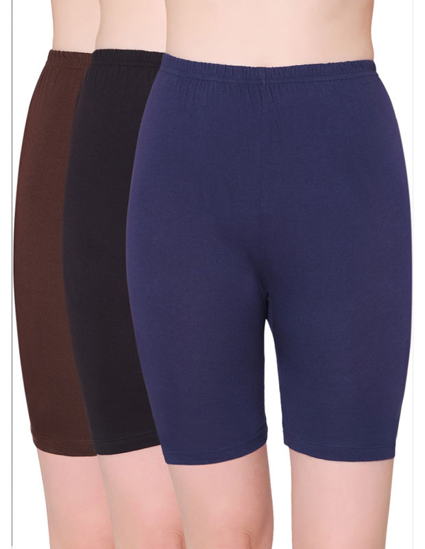 Bodycare Womens Combed Cotton Black:Navy:Brown Solid SHORTY -E-9D-BLNVYBR-3Pcs-Pack of 3