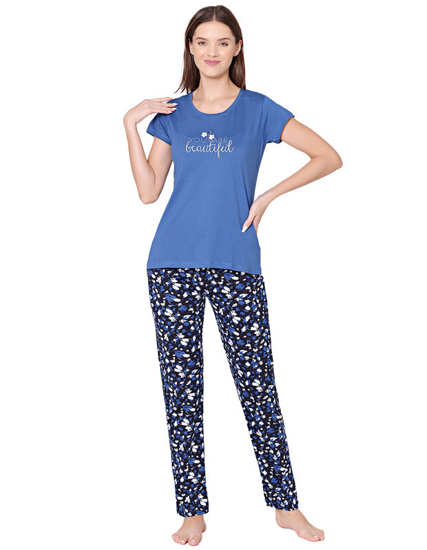 Bodycare Womens Combed Cotton Tshirt & Pyjama Set BSLS11018