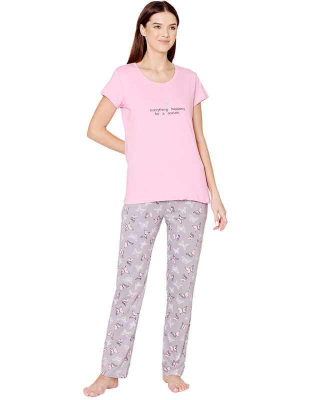 Bodycare Womens Combed Cotton Tshirt & Pyjama Set BSLS11030