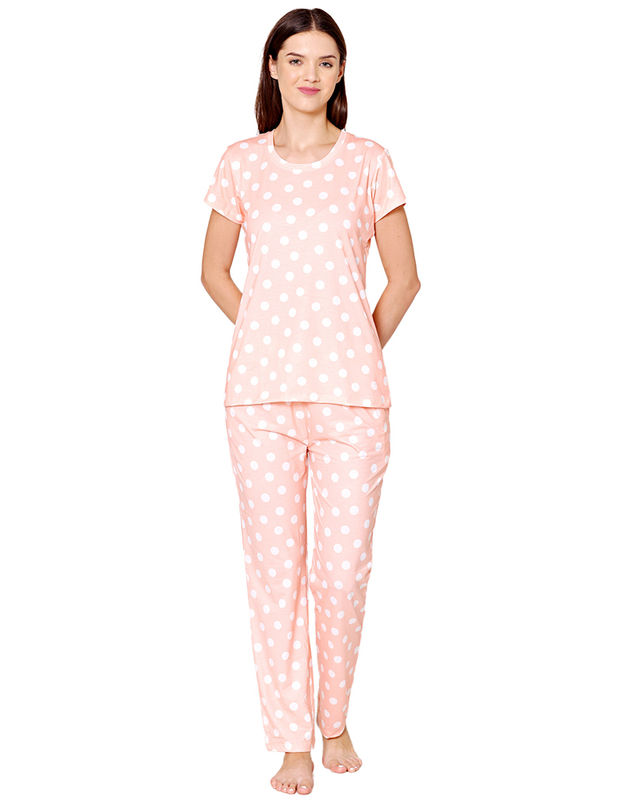 Bodycare Womens Spandex Polka Dot Tshirt & Pyjama Set BSLS13003