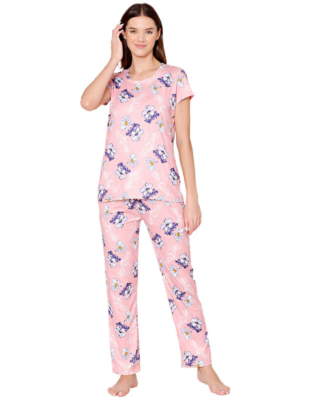 Bodycare Womens Spandex Digital Printed Tshirt & Pyjama Set BSLS13011