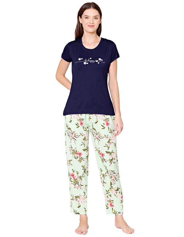 Bodycare Womens Modal Spandex Printed Tshirt & Pyjama Set BSLS14007