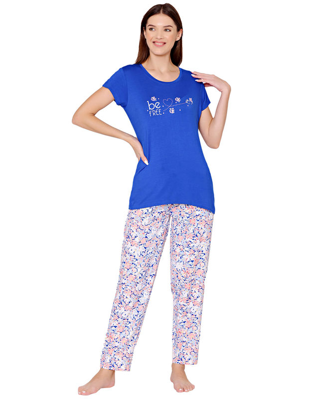 Bodycare Womens Modal Spandex Printed Tshirt & Pyjama Set BSLS15006