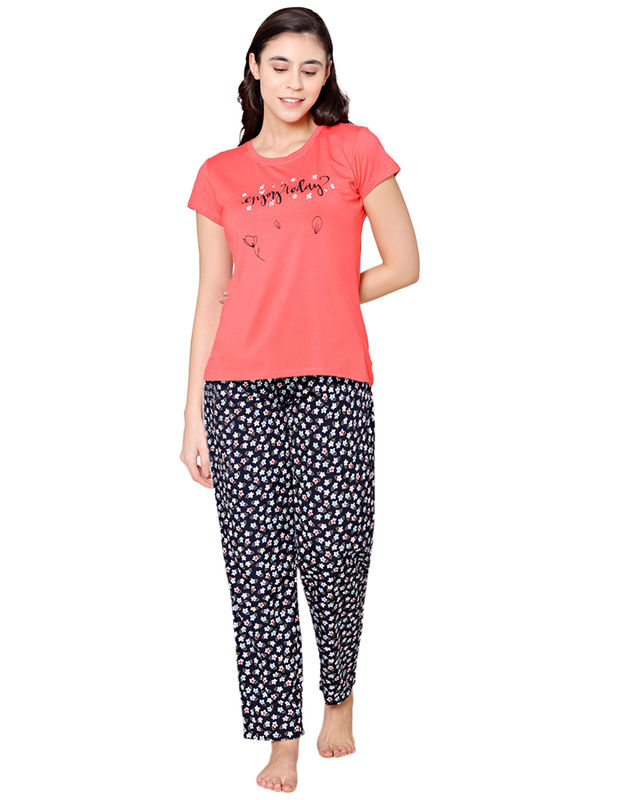 Bodycare Womens Modal Spandex Printed Tshirt & Pyjama Set BSLS15007