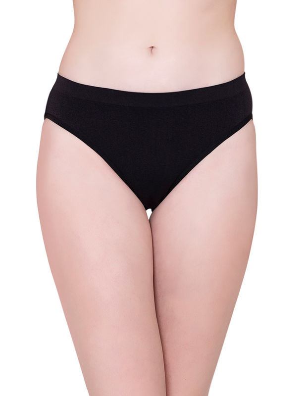 BodyX womens microfiber spandex black solid seamless premium bikini panty  BX502-pack of 1