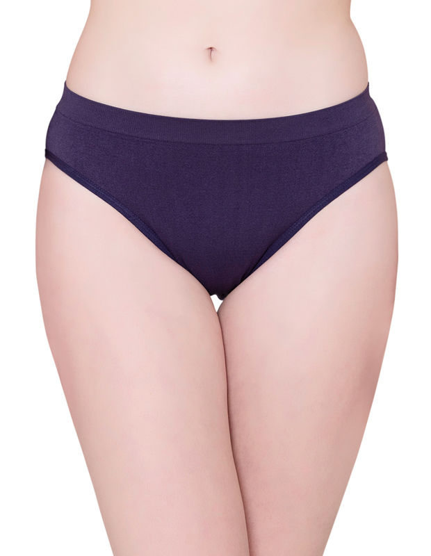 BodyX womens microfiber spandex navy solid seamless premium bikini panty  BX502-pack of 1