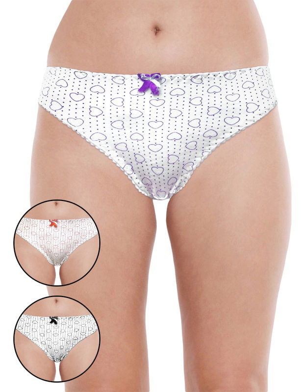 BODYCARE Pack of 3 100% Cotton Printed High Cut Panty-1409-Assorted