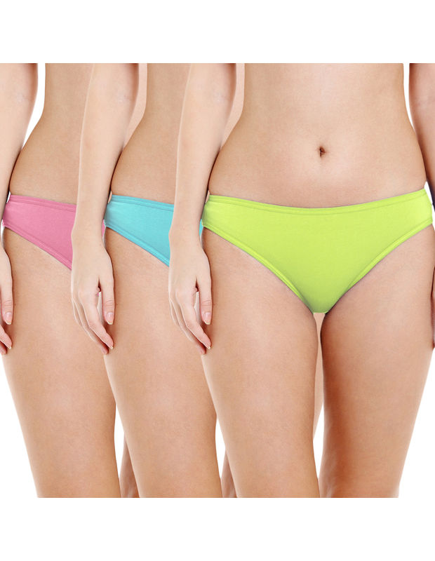 Bodycare Pack Of 3 Assorted Cotton Solid Bikini Brief-34c