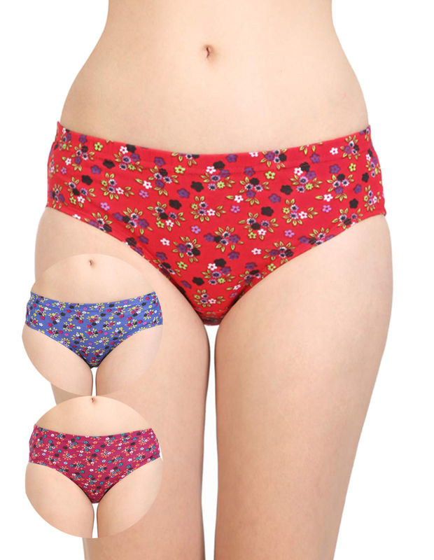 Pack of 3 Bodycare Printed Cotton Briefs in Assorted colors