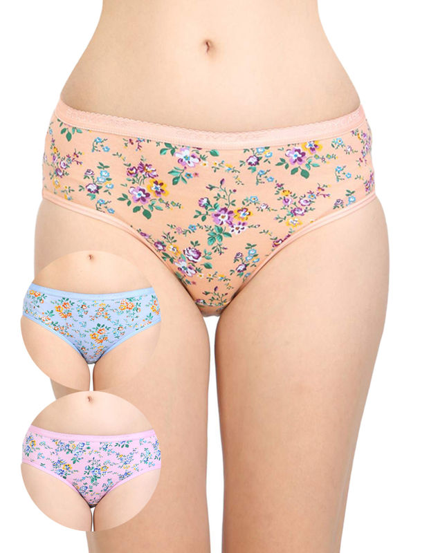 Pack of 3 Bodycare Cotton Printed Premium Panties in Assorted colors