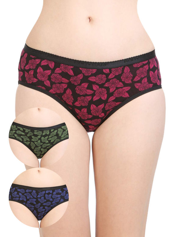 Pack of 3 Bodycare Printed Cotton Briefs in Assorted colors