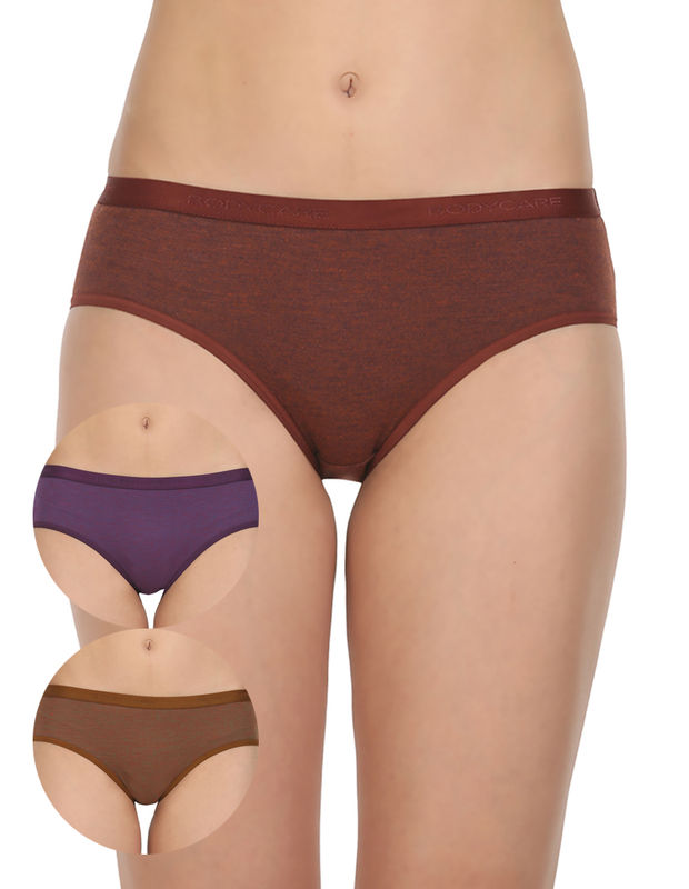 Pack of 3 Bikini Style Cotton Briefs in Assorted colors-27005