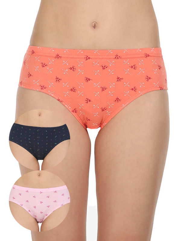 Pack of 3 Printed Cotton Briefs in Assorted colors-8400MIX