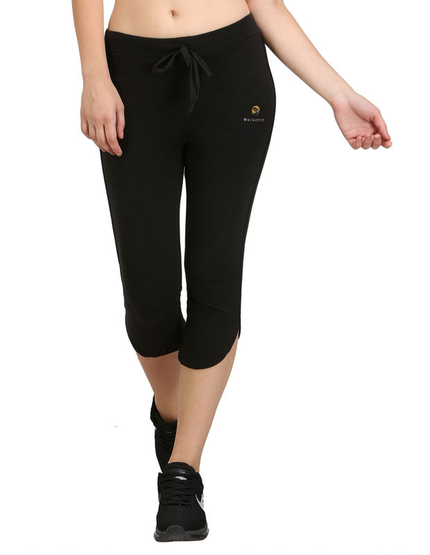 Bodyactive Women Black Capris-LC2-BLK