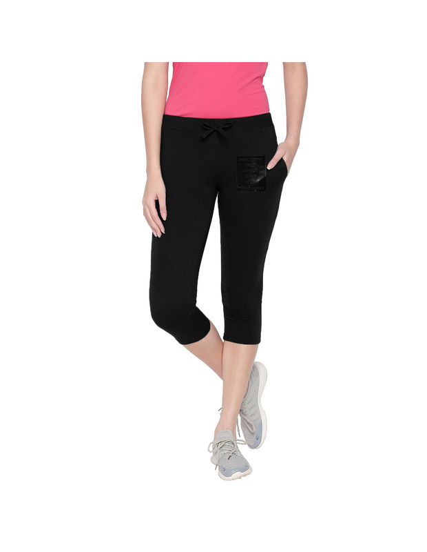 Bodyactive Women Black Capris-lc1-blk, Lc1-blk