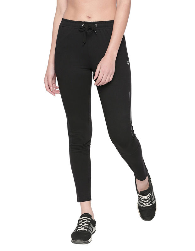 Bodyactive Women Zipper Trackpant-LL11-BLACK