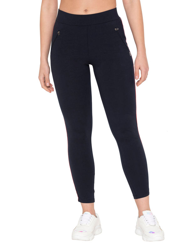 Bodyactive Women's Navy Solid Activewear Jogger Track Sweatpants-LL30-NVY
