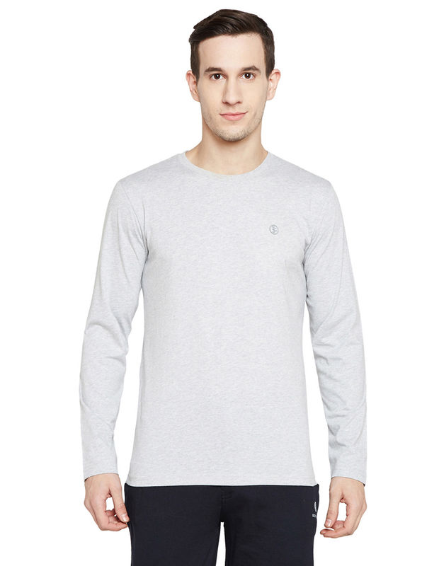 Bodyactive Men Grey Melange Round-Neck T-Shirt-TS101-GRML