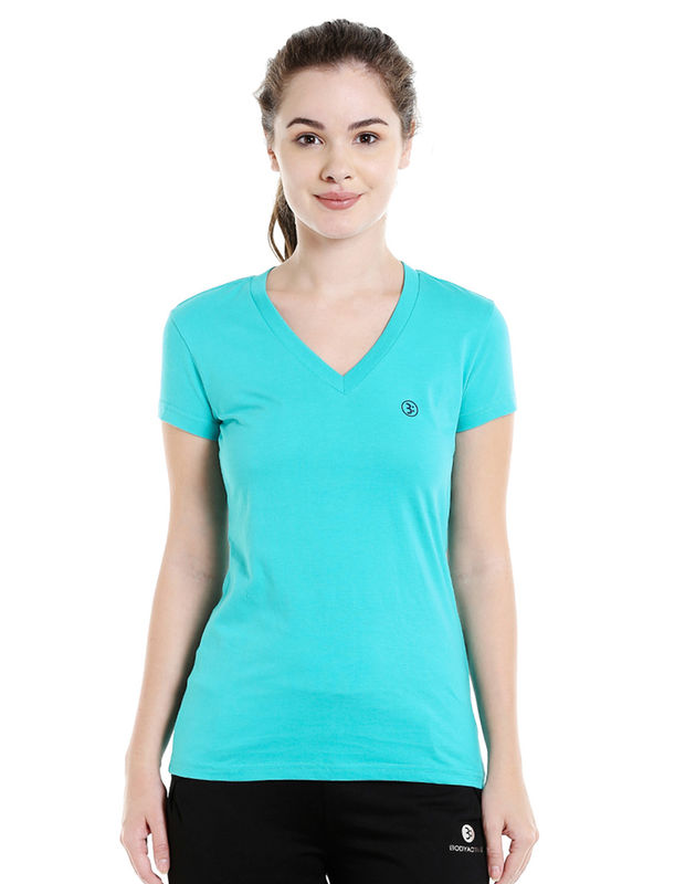 Bodyactive Women Sea Green V Neck Tee-TS14-SGRN