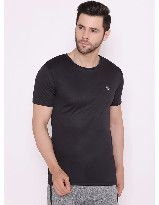 Plain Men Black Full Sleeve Skin Sports Inner Wears, Round Neck at