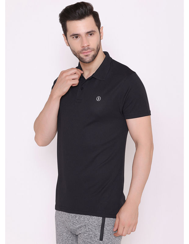 Bodyactive Solid Casual Half Sleeve Cotton Rich V neck Pique Polo T-Shirt  for Men-TS52