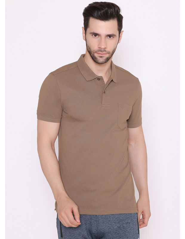 Bodyactive Solid Casual Half Sleeve Cotton Rich V neck Pique Polo