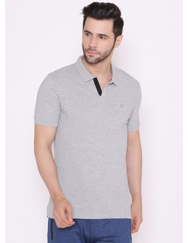 Bodyactive Solid Casual Half Sleeve Cotton Rich V neck Pique Polo