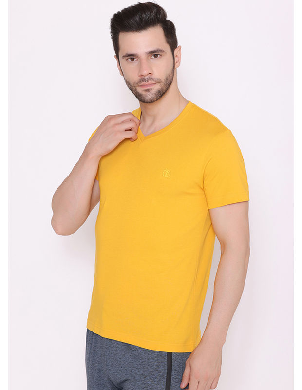 Bodyactive Modern Fit V Neck Half Sleeve T-Shirt for Men-TS60-GOL
