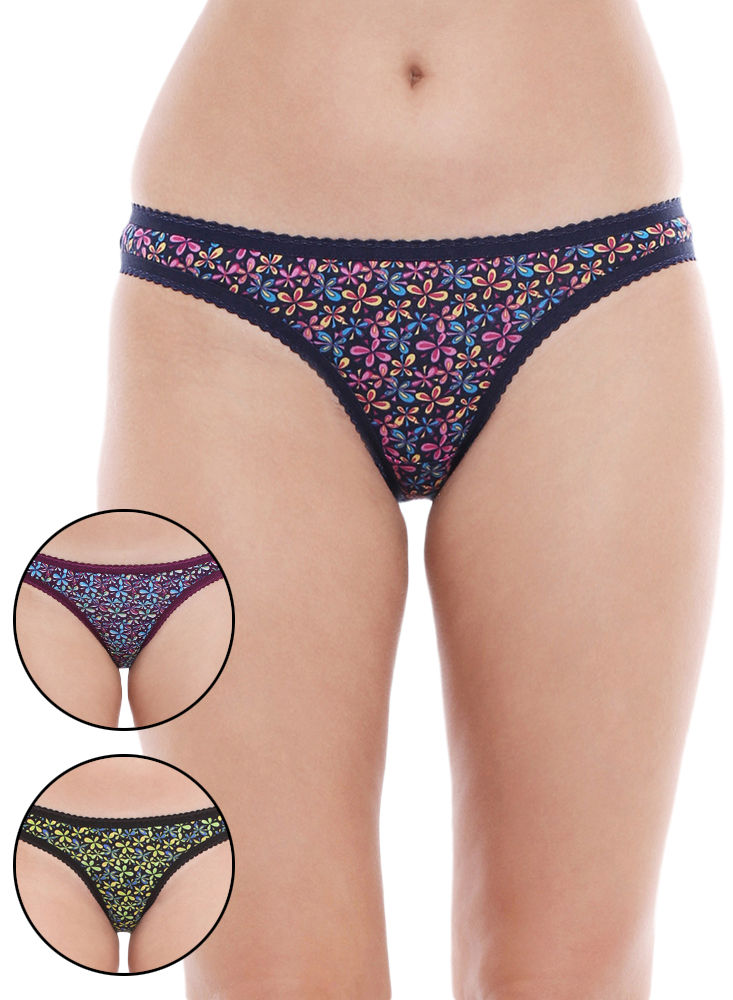 Bodycare Womens Cotton Spandex Multicolor Solid SHORTY Briefs-Pack