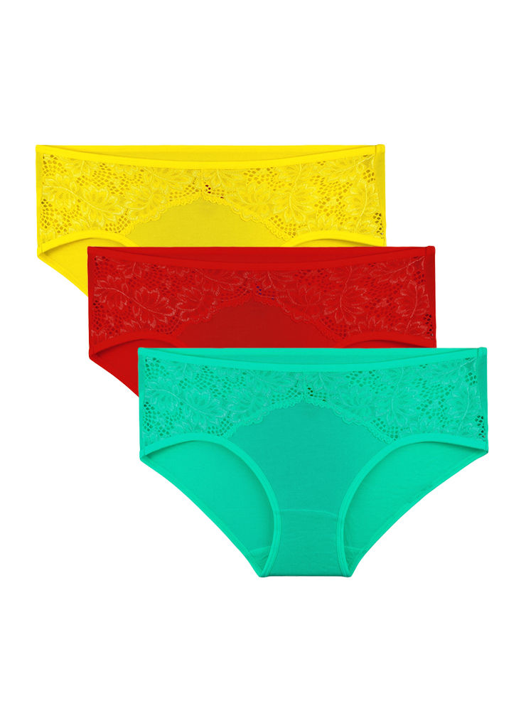 BODYCARE Pack of 3 Printed High Cut Briefs in Assorted Color-1453