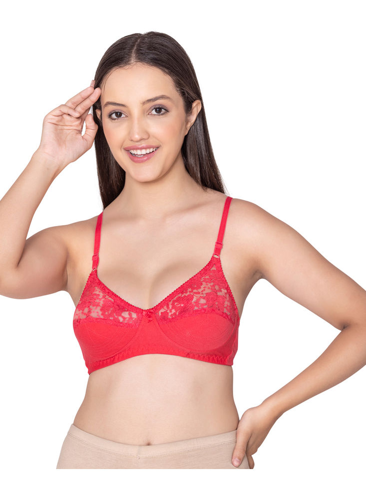 Bodycare Designer Strap Embroidered Lace Bra For Women - L, Pink