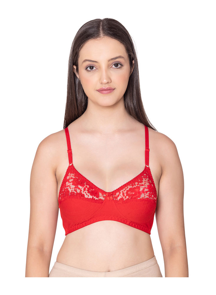 BODYCARE 6824 Cotton, Polyester Full Coverage Non Padded Bra (Red