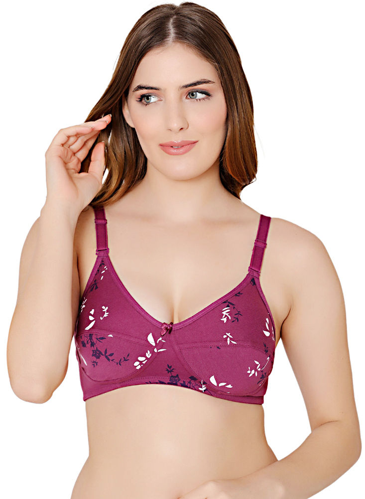 Bodycare Womens Seamless Cotton Printed Padded Bra-6701a-black, 6701a-black