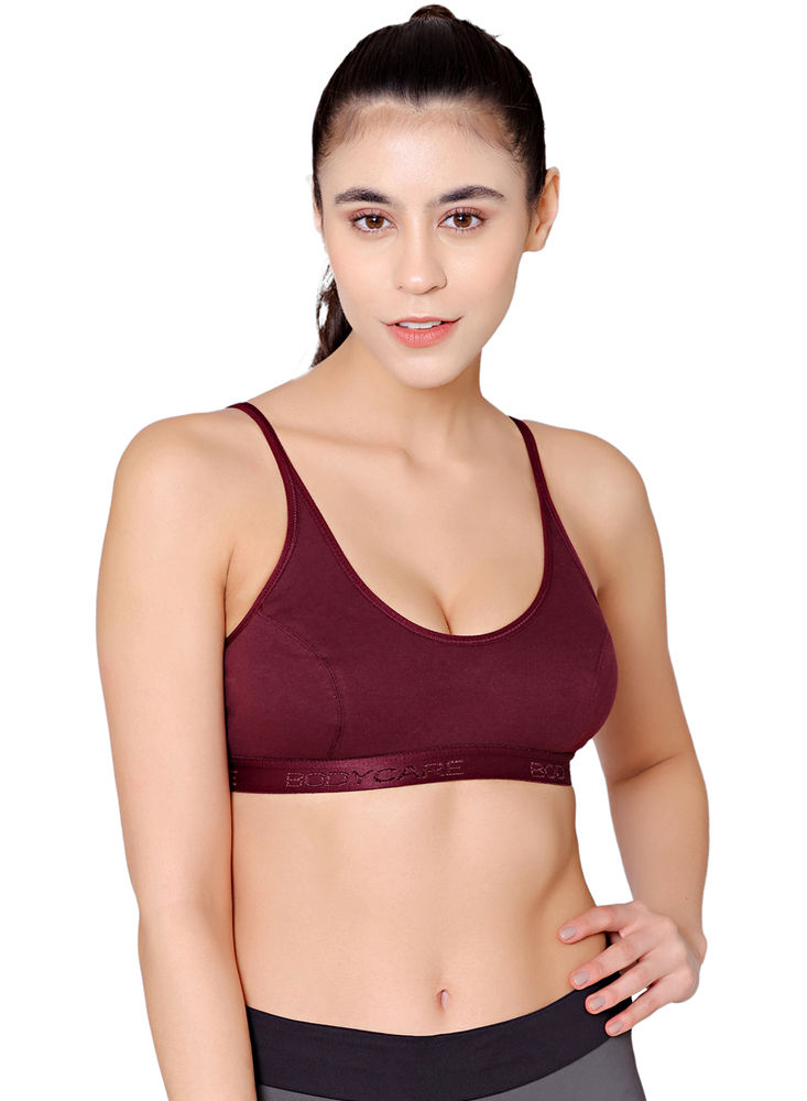 MAROON Olive Lace Seamless Heavily Padded Medium Coverage Styled Back  Non-Wired Women Bralette Bra