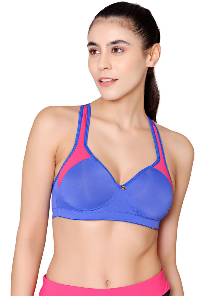 Bodycare Polyamide spandex broad straps seamless padded sports bra-1624RBLU