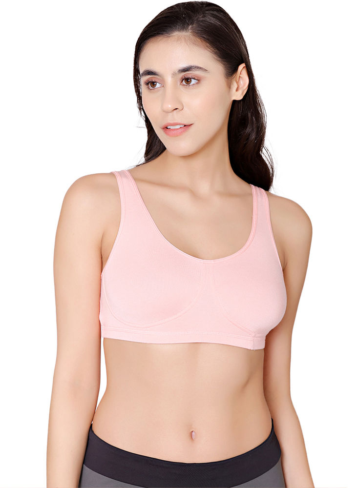 Lycra Cotton Padded Sports Bra, Pink And Black, Size: 34B at Rs