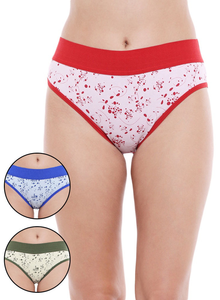 Bodycare Pack Of 3 Assorted Cotton Solid Bikini Brief-34d