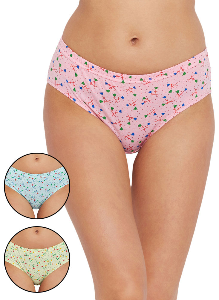 Pack Of 3 Printed Cotton Briefs In Assorted Colors-17000